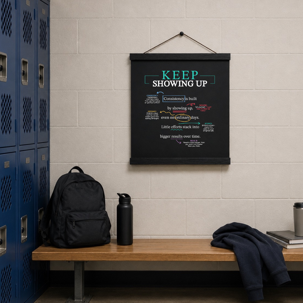 Mindset Wall Art: Keep Showing Up (18" x 18")