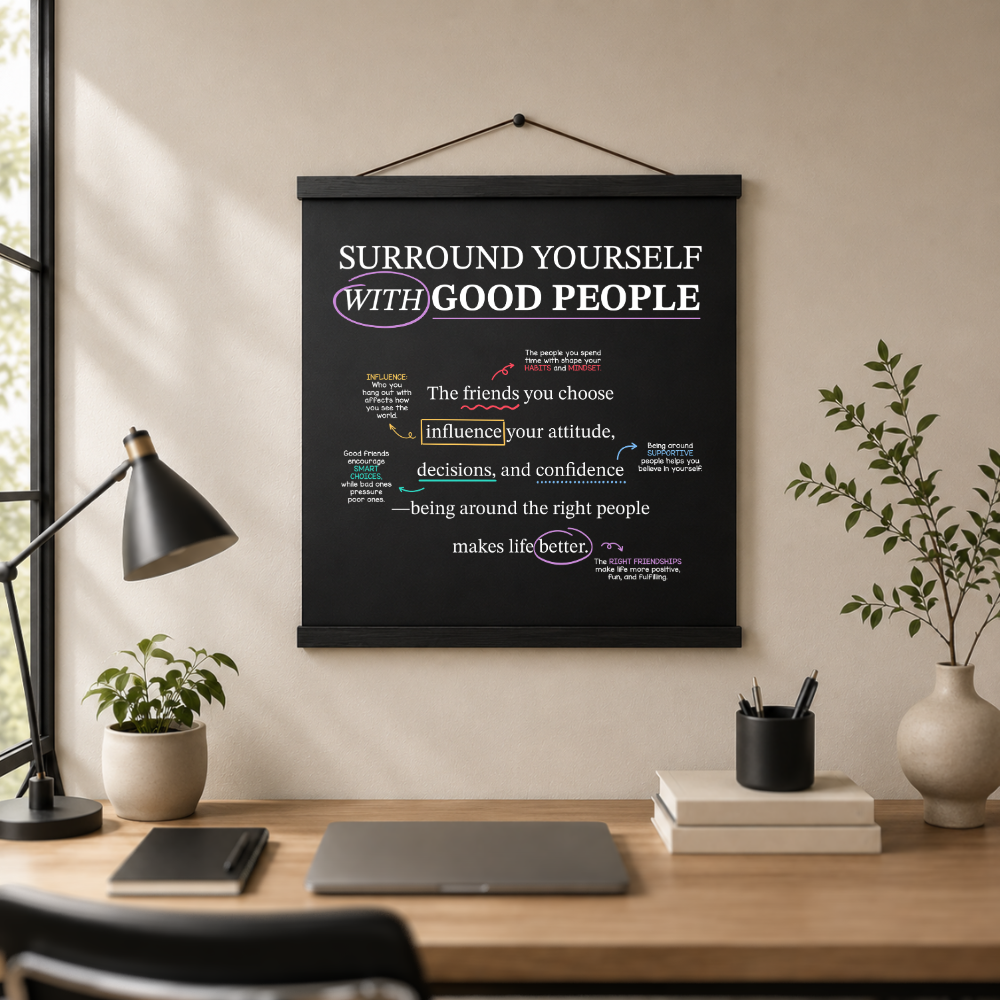 Mindset Wall Art: Surround Yourself With Good People (18" x 18")