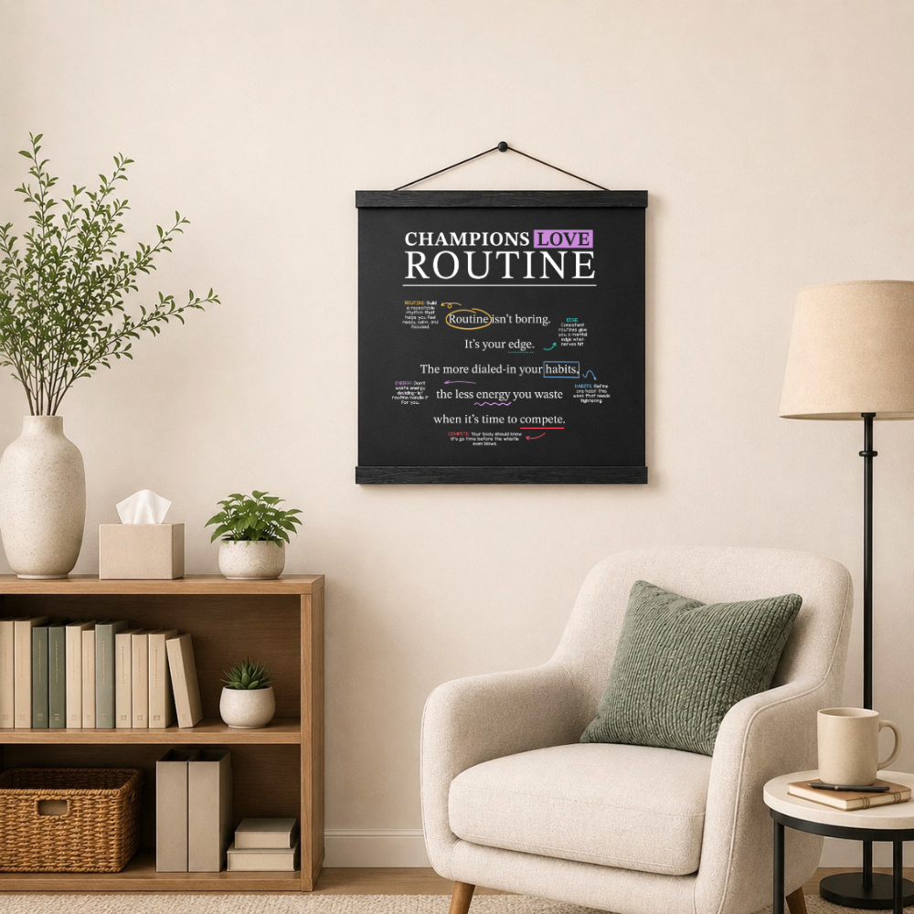 Mindset Wall Art: Champions Love Routine (18" x 18")