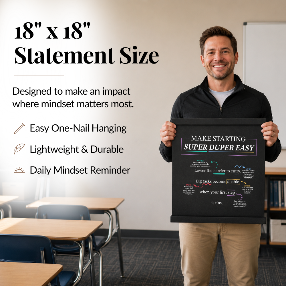 Mindset Wall Art: Make Starting Super Duper Easy (18" x 18")