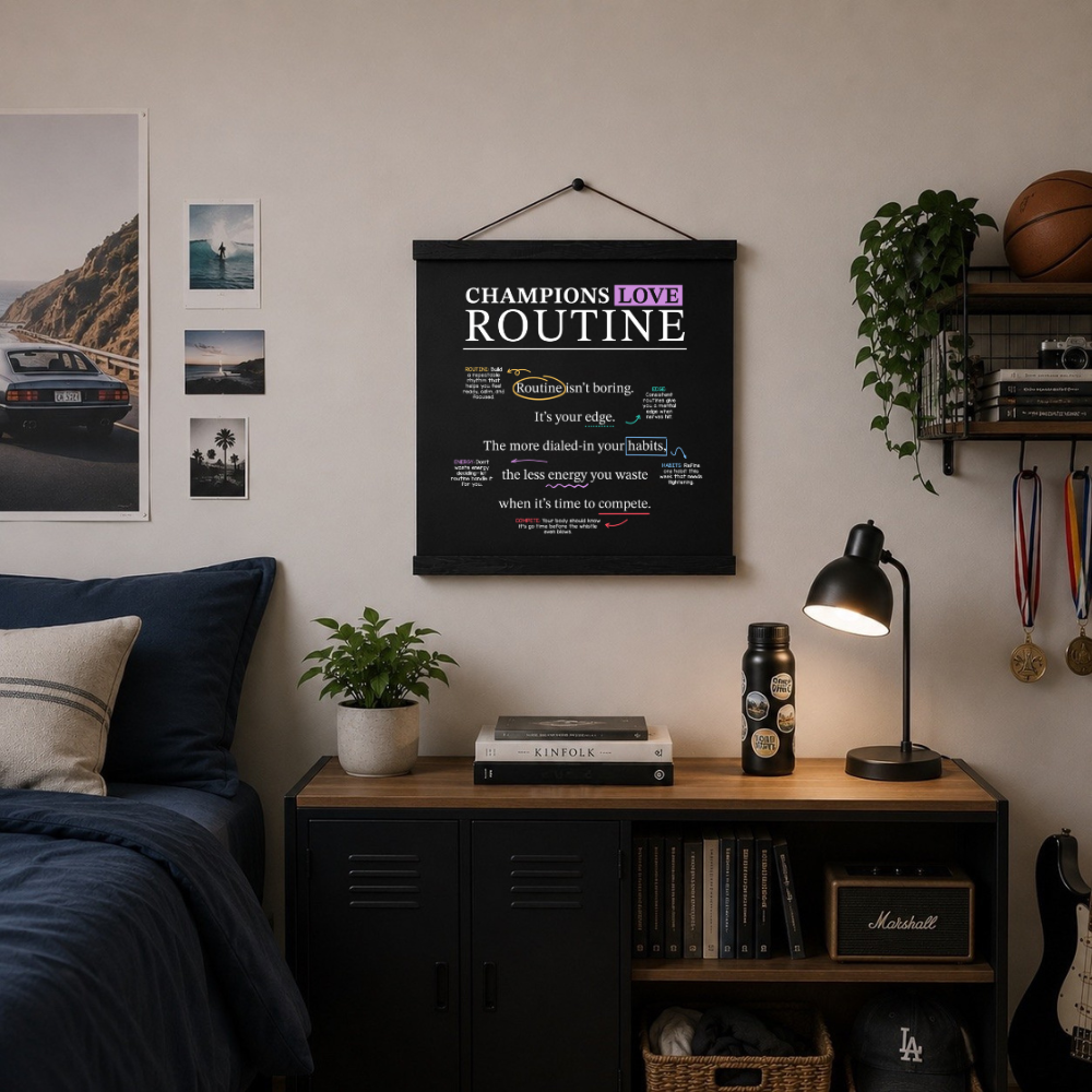 Mindset Wall Art: Champions Love Routine (18" x 18")