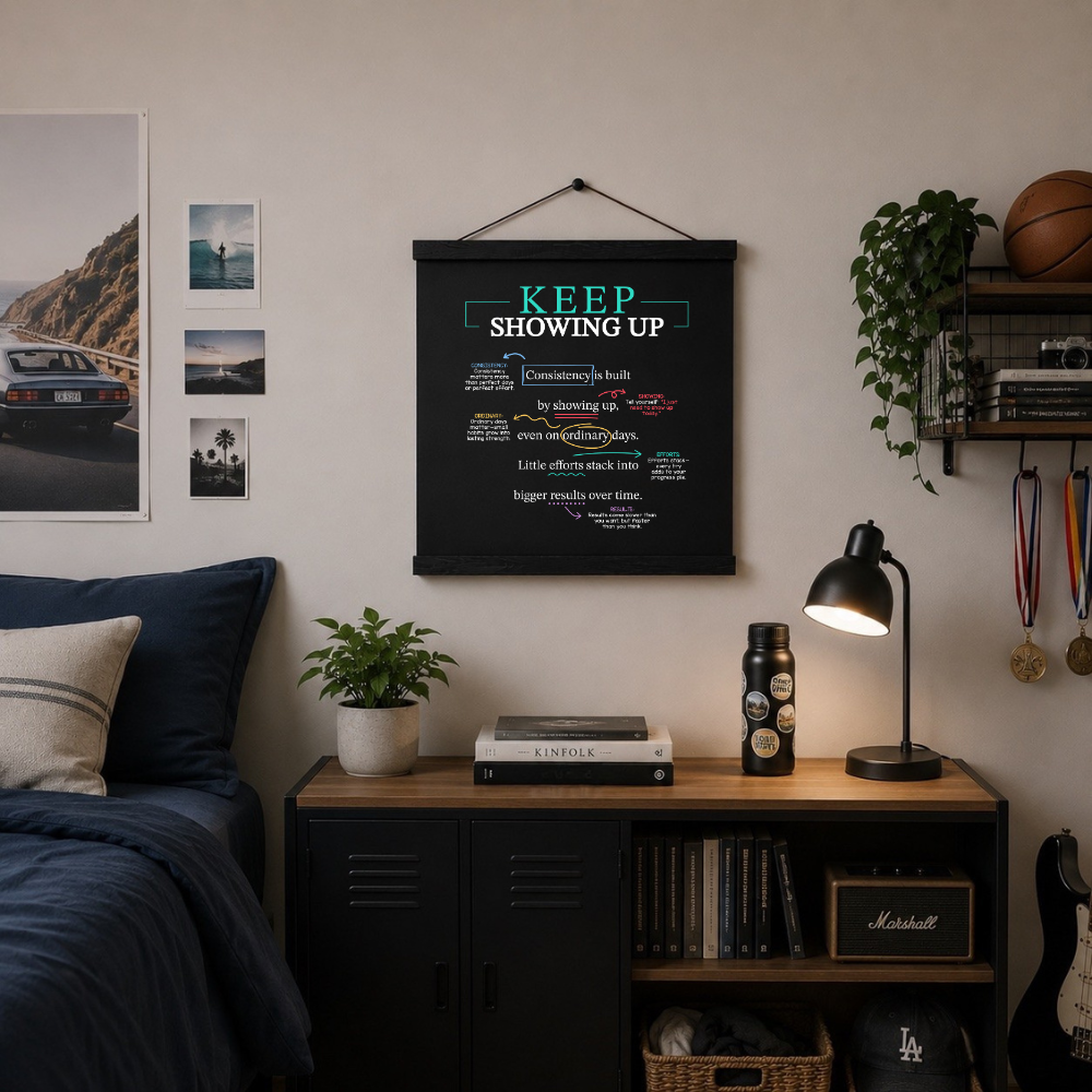 Mindset Wall Art: Keep Showing Up (18" x 18")